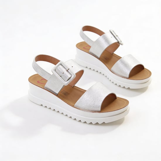 Heavenly Feet Pistachio Womens Ankle Strap Sandals Silver - Image 3