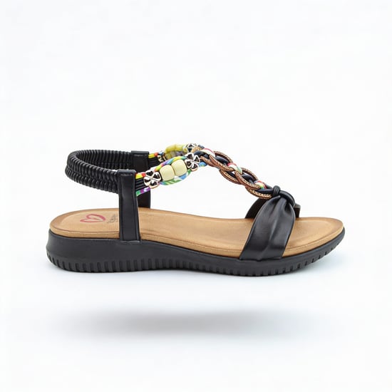 Heavenly Feet Bright Womens Slingback Sandals Black - Image 1