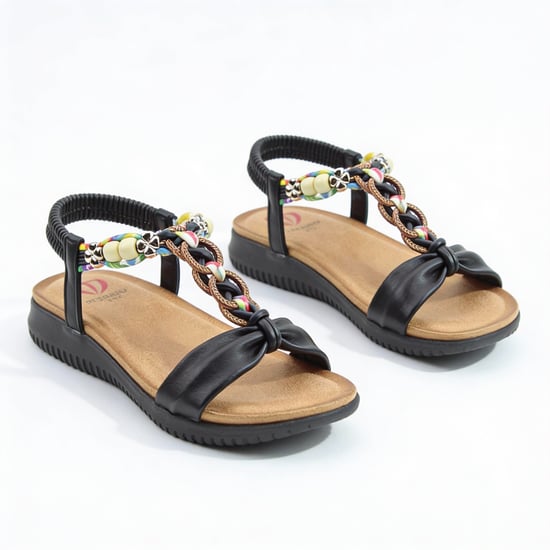 Heavenly Feet Bright Womens Slingback Sandals Black - Image 3
