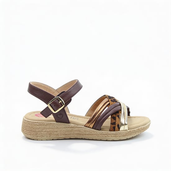 Heavenly Feet Symphony Womens Ankle Strap Sandals Chocolate/leopard - Image 1