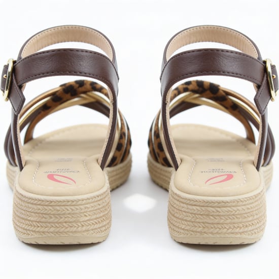 Heavenly Feet Symphony Womens Ankle Strap Sandals Chocolate/leopard - Image 3