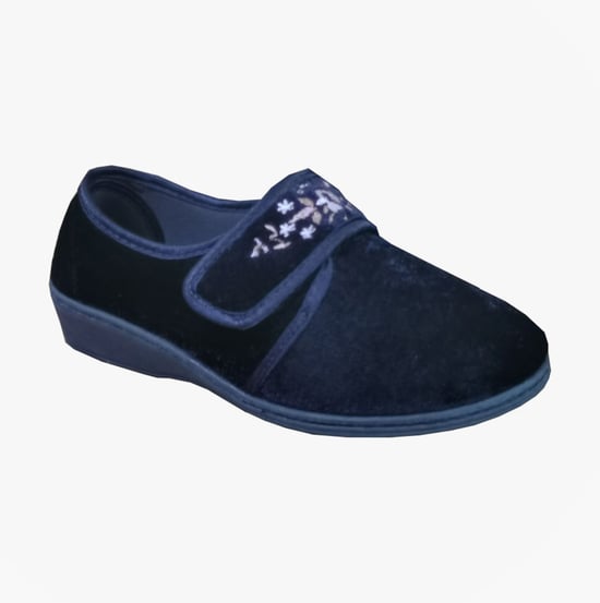 Sleepers Elsie Womens Touch Fasten/velcro Slippers Navy - Image 1