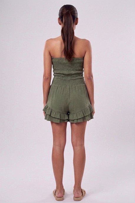 Shirred Bandeau Frill Hem Playsuit - Image 3