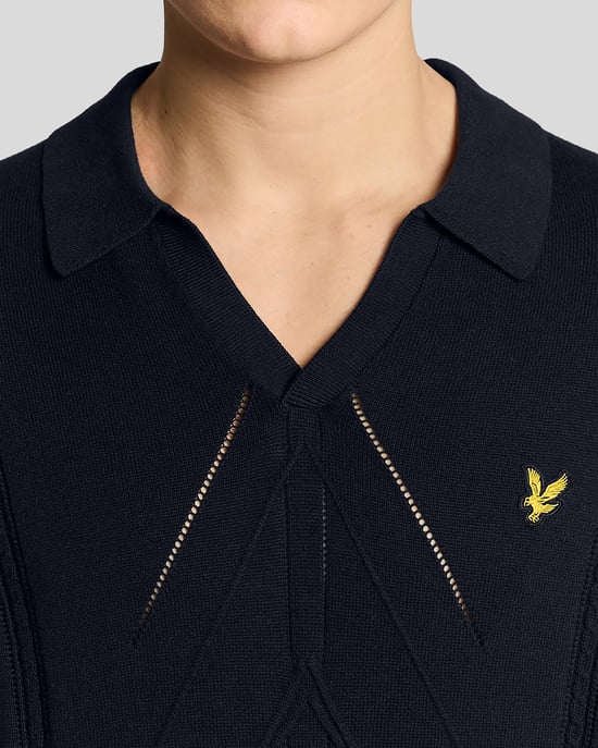 Open Kraag Argyle Gebreide Poloshirt - Image 3