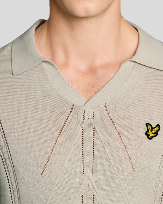 Öppen Krage Argyle Stickad Polotröja - Image 3