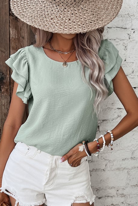 Ruffle Sleeve Blouse Casual Top - Image 4
