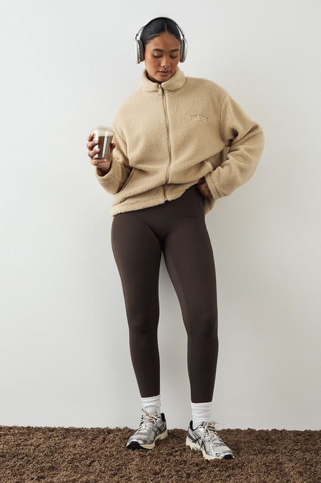 DSGN Studio Borg Zip Through Funnel Neck Jacket - Image 3