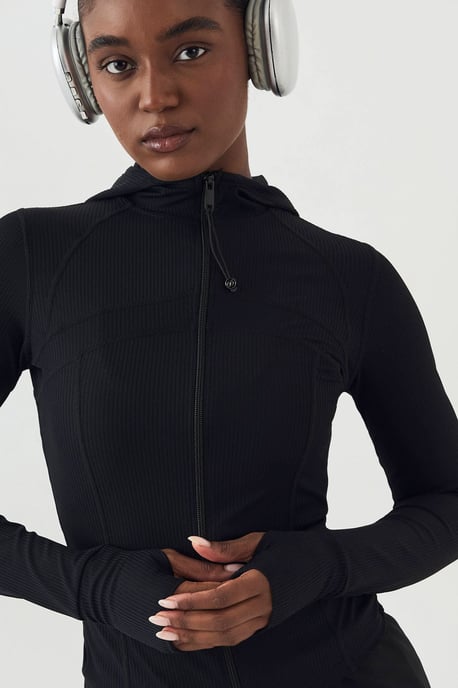 DSGN Studio Sculpt Rib Zip Through Hooded Sports Jacket - Image 4