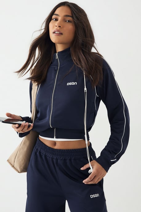 DSGN Studio Tricot Piping Detail Zip Through Track Jacket - Image 1