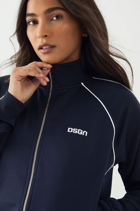 DSGN Studio Tricot Piping Detail Zip Through Track Jacket - Image 4