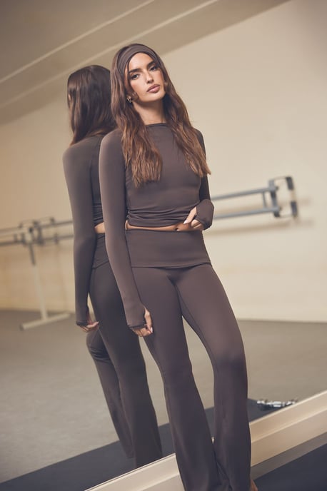 DSGN Studio Sculpt Fold Over Waistband Flared Legging - Image 1