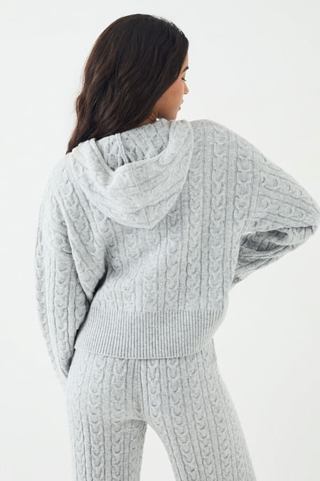 DSGN Studio Cable Knit Zip Through Hoodie - Image 2