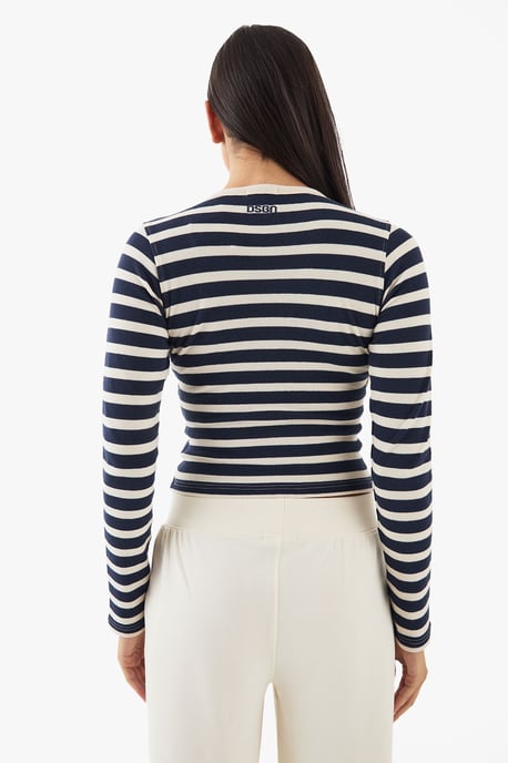 DSGN Studio Stripe Button Detail Long Sleeve Top - Image 2