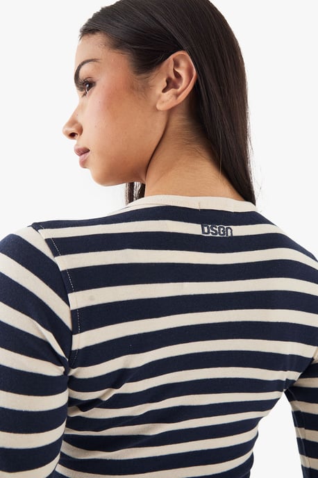 DSGN Studio Stripe Button Detail Long Sleeve Top - Image 4