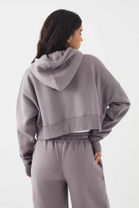 DSGN Studio Cord Applique Boxy Crop Zip Through Hoodie - Image 2