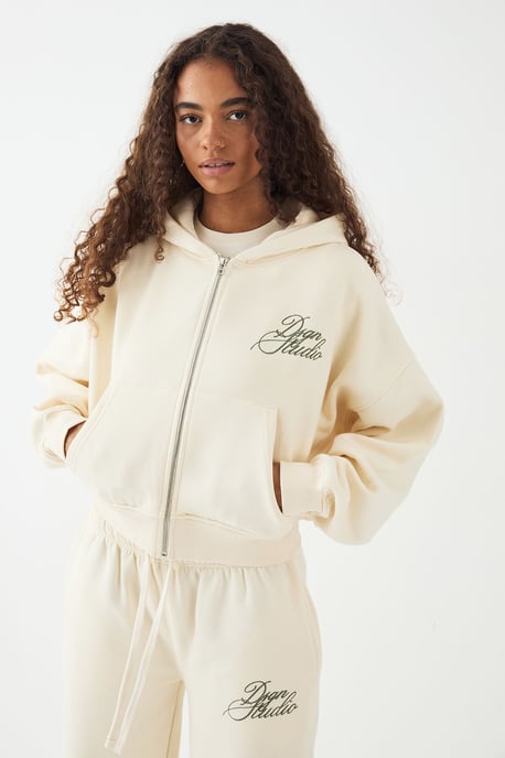 DSGN Studio Script Boxy Zip Through Hoodie - Image 1