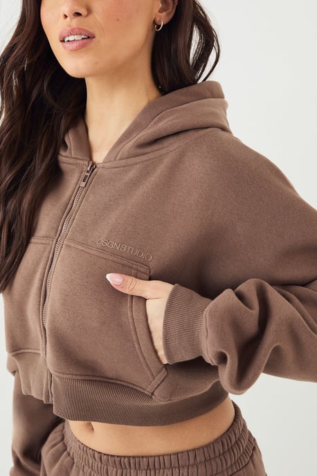 DSGN Studio Boxy Crop Zip Through Hoodie - Image 4