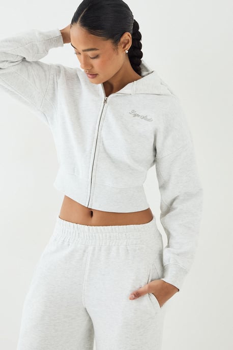 DSGN Studio Script Embroidered Zip Through Hoodie - Image 3