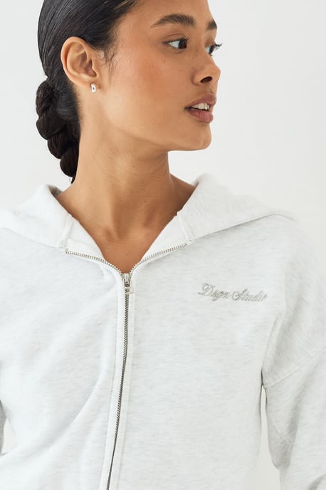 DSGN Studio Script Embroidered Zip Through Hoodie - Image 4