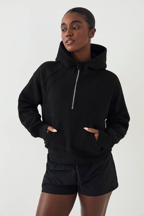 DSGN Studio Ribbed Panel Half Zip Hoodie - Image 1