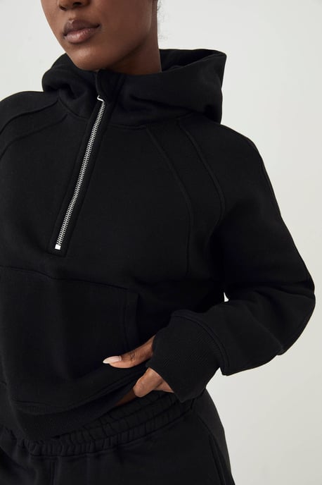 DSGN Studio Ribbed Panel Half Zip Hoodie - Image 3