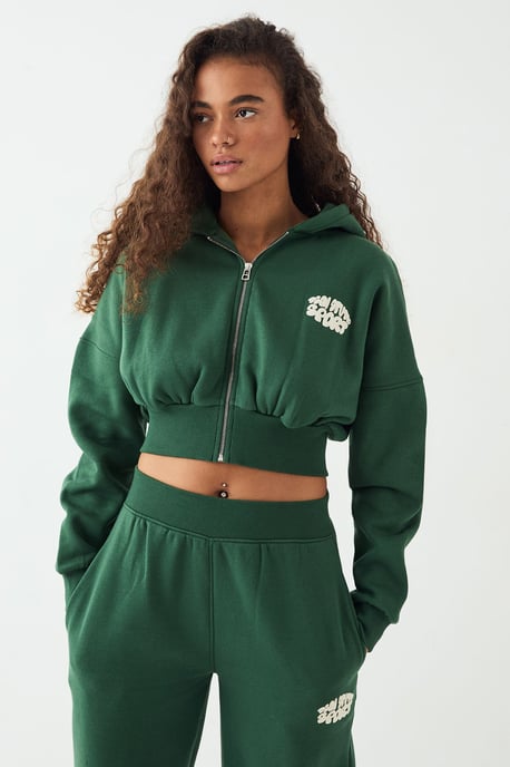 DSGN Studio Sport Bubble Print Boxy Crop Zip Through Hoodie - Image 3