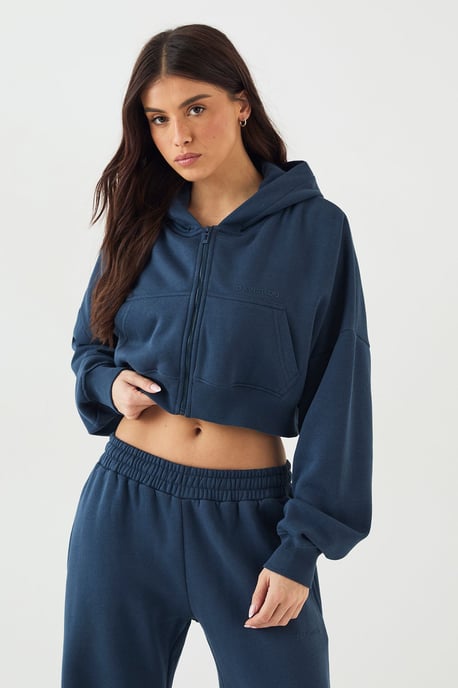 DSGN Studio Boxy Crop Zip Through Hoodie - Image 1
