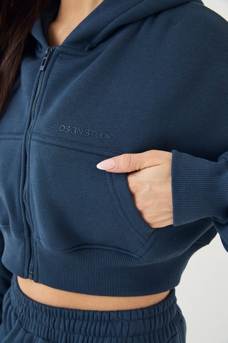 DSGN Studio Boxy Crop Zip Through Hoodie - Image 4