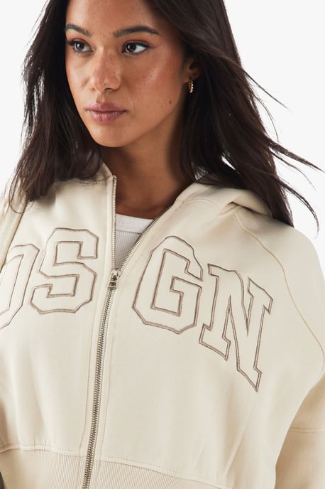 DSGN Studio Collegiate Embroidered Boxy Zip Through Hoodie - Image 4
