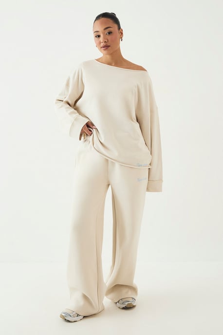 DSGN Studio Script Embroidered Off The Shoulder Sweatshirt - Image 3