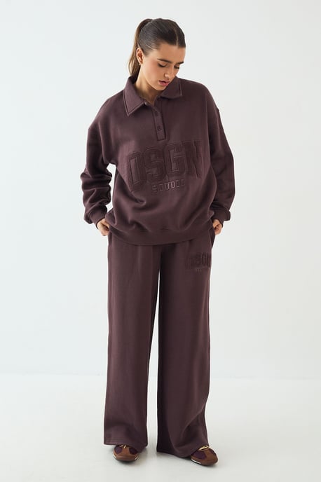 DSGN Studio Towelling Applique Collared Rugby Sweatshirt - Image 3