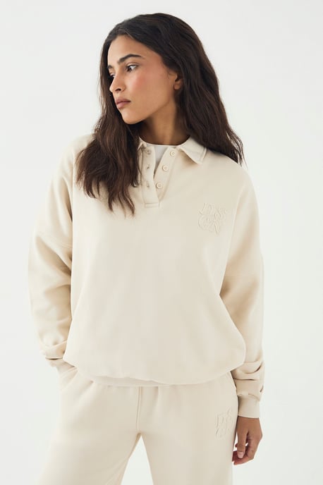 DSGN Studio Self Fabric Applique Collared Sweatshirt - Image 1
