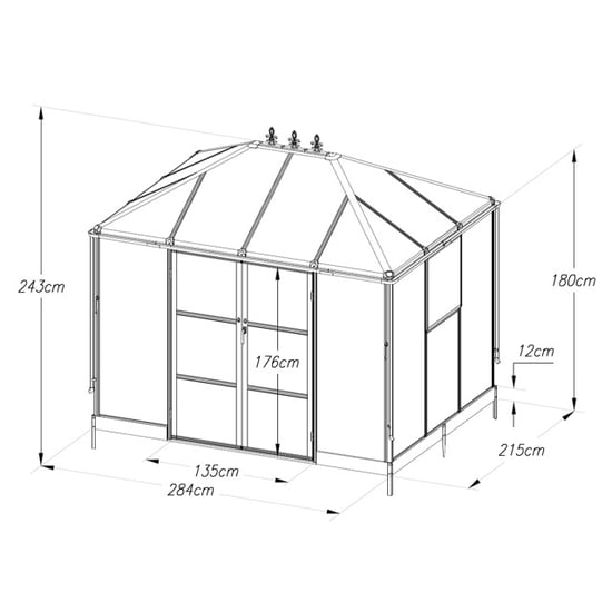 Westmann Suprema m aluminium orangerie broeikas 215x284x243 cm - Image 3