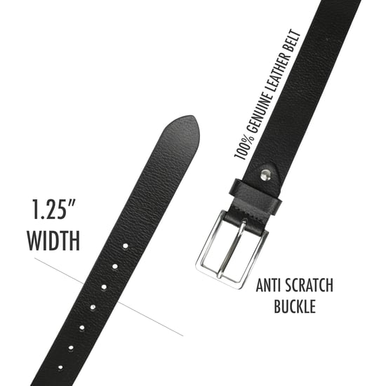 Men's Black Leather Belts, Genuine Leather belt 1.25" Width - Image 3