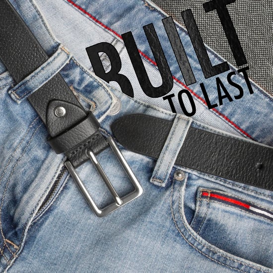 Men's Black Leather Belts, Genuine Leather belt 1.25" Width - Image 5