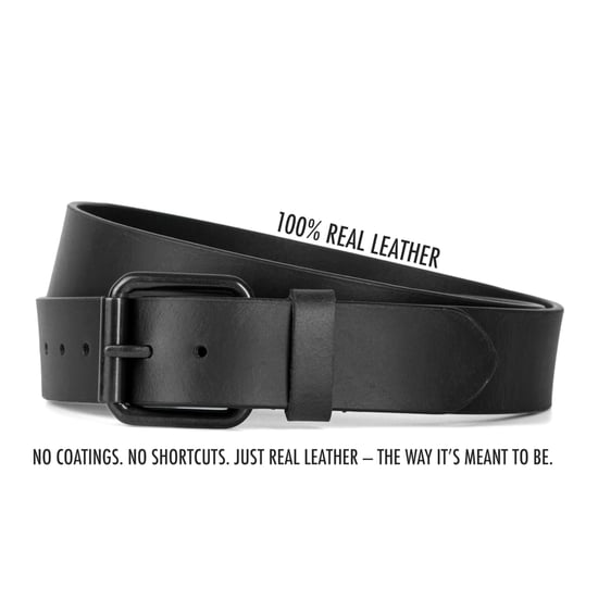 Men's Genuine Leather Belts Full Grain 1.5" Jeans Belt in Black - Image 3