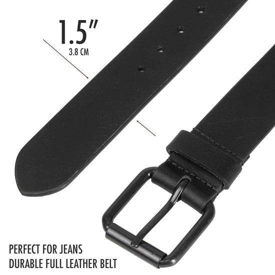 Men's Genuine Leather Belts Full Grain 1.5" Jeans Belt in Black - Image 4