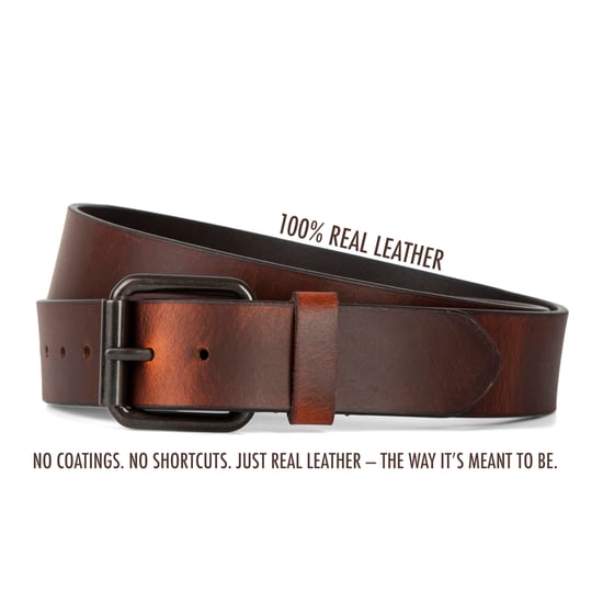 Men's Genuine Leather Belts Full Grain 1.5" Jeans Belt in Brown - Image 3