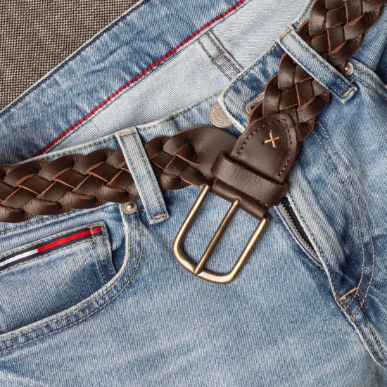 Men's Genuine Leather Braided Woven Belt 1.5" Width in Brown - Image 4