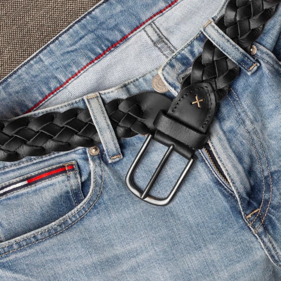 Men's Genuine Leather Braided Woven Belt 1.5" Width in Black - Image 4