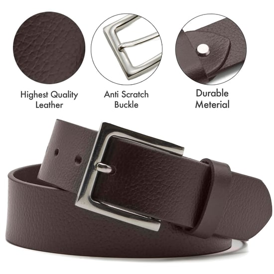 Men's Leather Belts, Premium Genuine Leather belt 1.5" Width in Brown - Image 3