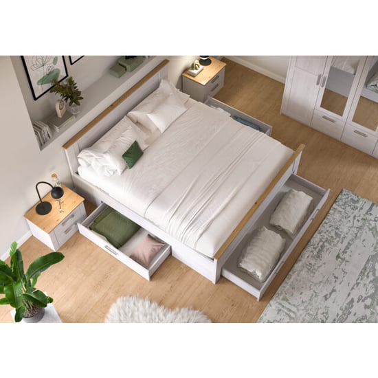 Furnilux Complete 5-delige slaapkamer-set met hoge kast en bed stijlvolle lorken look - Image 2