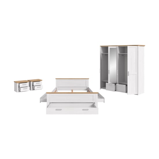 Furnilux Complete 5-delige slaapkamer-set met hoge kast en bed stijlvolle lorken look - Image 3