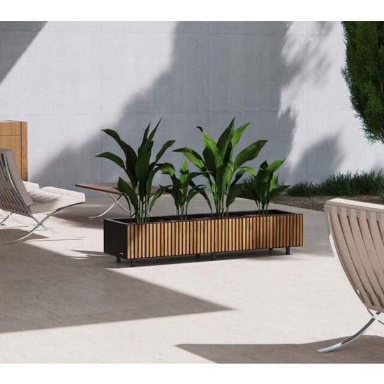 Herstera Garden Xic l metalen plantenbak 150x40x25 cm hout - Image 3