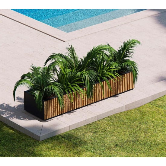 Herstera Garden Xic l metalen plantenbak 150x40x25 cm hout - Image 6