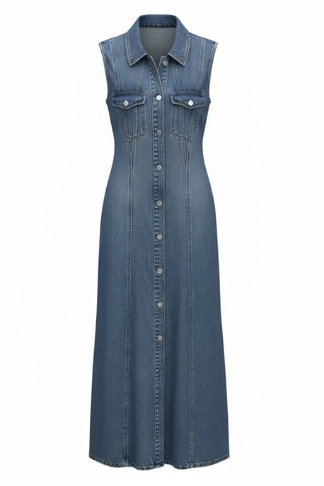 Sleeveless Denim Midaxi Dress - Image 2
