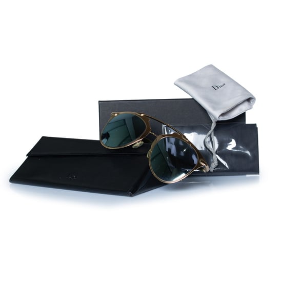 Dior, reflected aviator sunglasses in gold - Image 4
