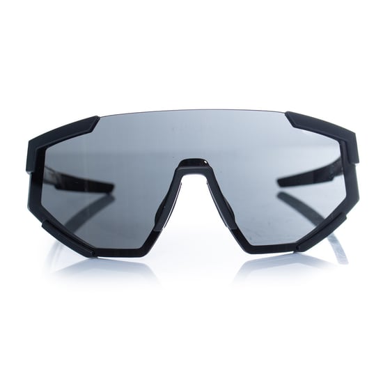 Prada, shield sunglasses in black - Image 1