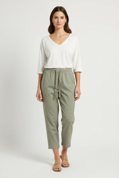 Tencel Crop Trousers Elasticated Waist - Image 2