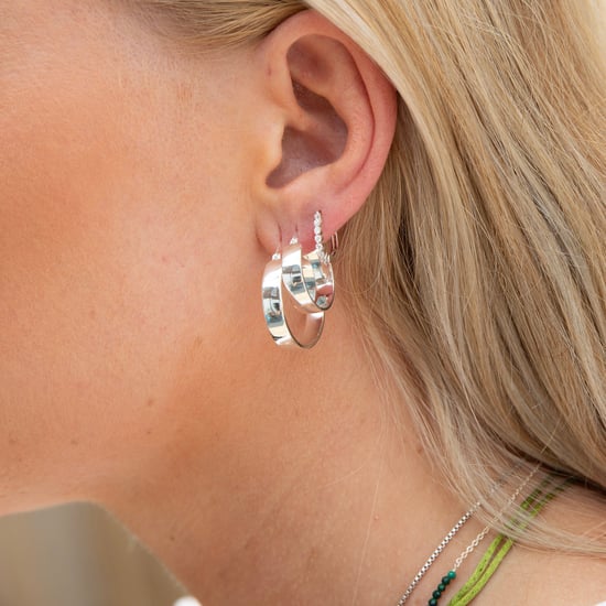 Sterling Silver White CZ Hoops - Image 4